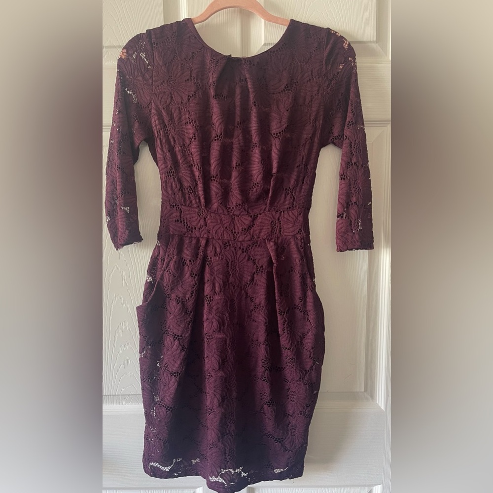 Another Story Burgundy Lace Dress